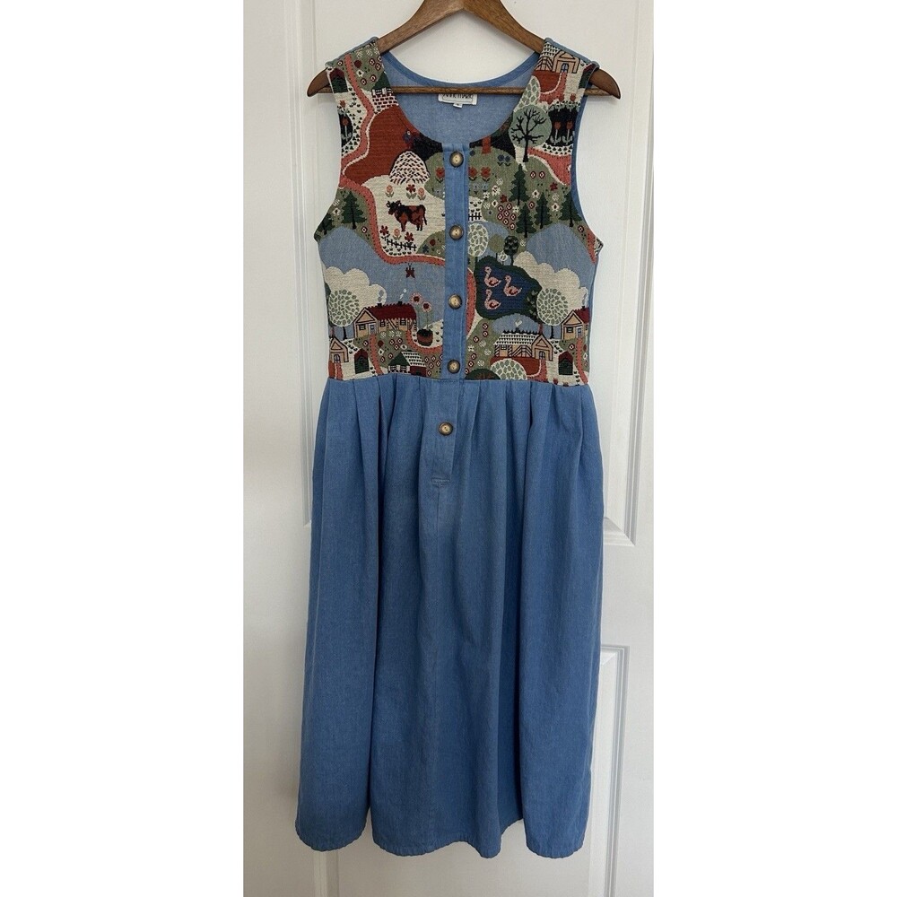Anne Marie Dress Small Buttons Farm House Tapestry Storybook Folk Prairie FLAW